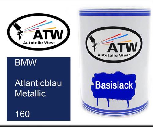 BMW, Atlanticblau Metallic, 160: 500ml Lackdose, von ATW Autoteile West.